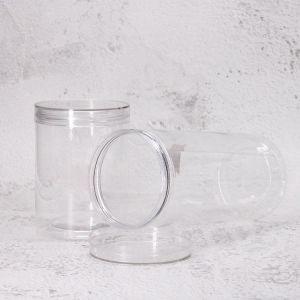 Transparent Pet Plastic Round Jars With Aluminum Alloy Sealed Cap Custom 500ml Plastic Jars of Peanuts or Grains