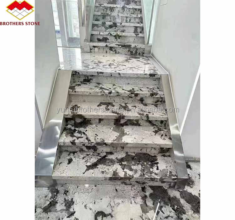 Interior Wall Cut-to-Size Glazed Snow Mountain Silver Fox Marble Stone in Polished Finish