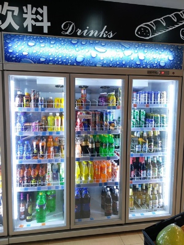 Automatic Defrost Commercial Glass Door Beverage Cooler For Supermarket With Heater