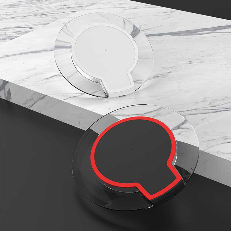 5W Qi Standard PMMA Crystal Wireless Charger Gift With LED Light
