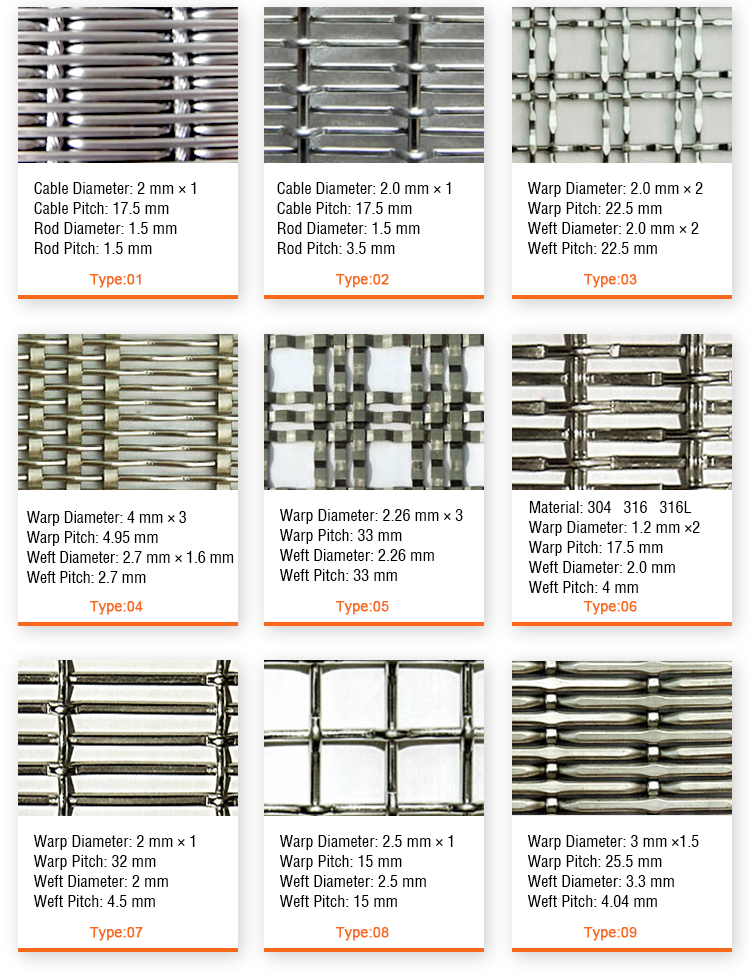 Flexible 316L SS Decorative Woven Wire Mesh Sheets customized For Facade Cladding