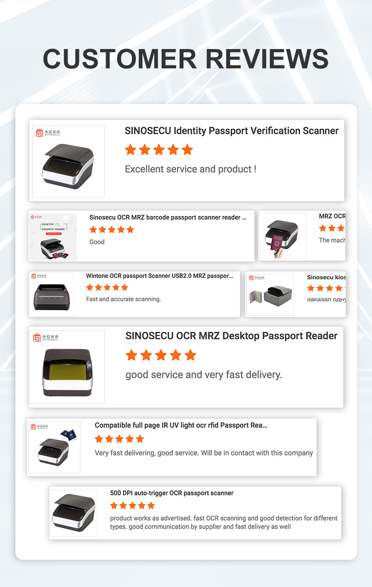166*190*143mm Dimension Sinosecu ID Card Scanner Passport Card Reader for Standards