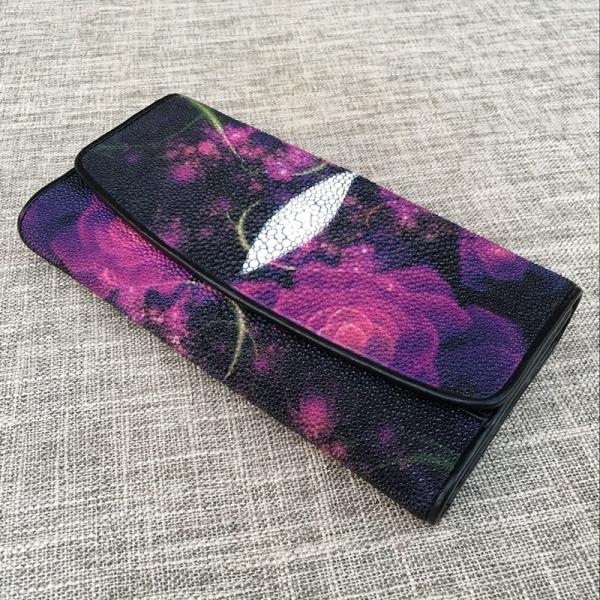 Thailand Authentic Stingray Skin Women's Large Wallet Genuine Leather Female