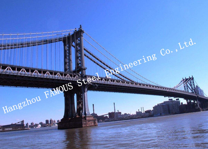 Tall Steel Modular Rope Suspension Bridge Crossing River Valley Temporary or Permanent