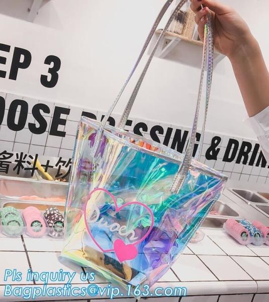 Waterproof PVC Shoulder Tote Beach Bag with Chain, Pvc Manufacture Small Custom
