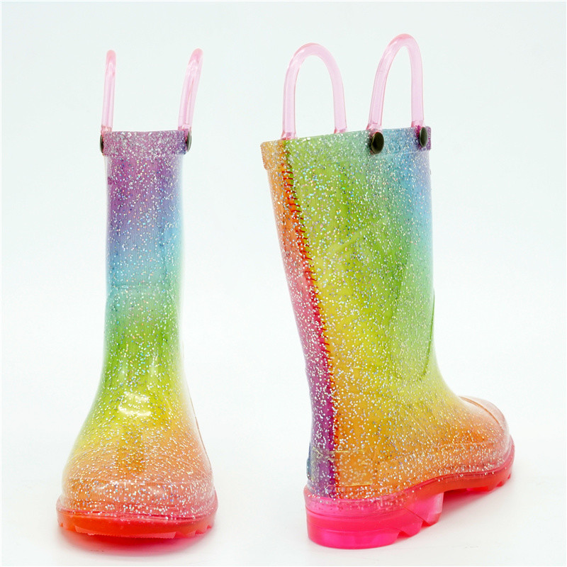 Acid Resistant 28EU Kids Light Up Rain Boots With Heel Glow