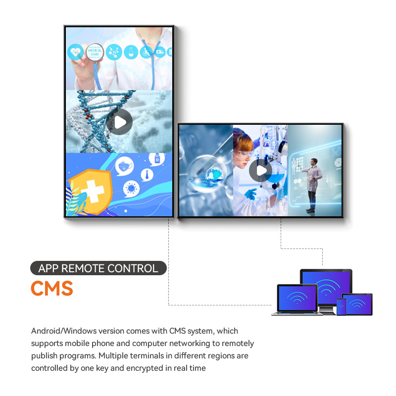 Wall Mounted 43 Inch WiFi 1G+8G Frameless Advertising Pc Android Tablet App Control