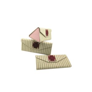 Striped Linen collapsible Eyeglass Case Triangle Eyewear Case Box
