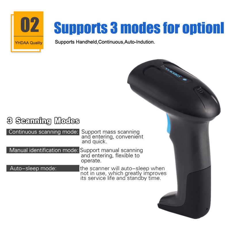 USB Handheld QR Code Scanner CMOS 2D Wired Barcode Scanner YHD-6200D