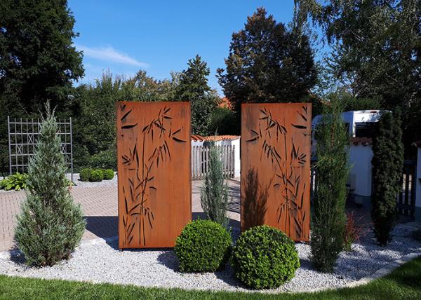 Bamboo Patterns Metal Garden Ornaments Laser Cut Corten Steel Panels Outdoor