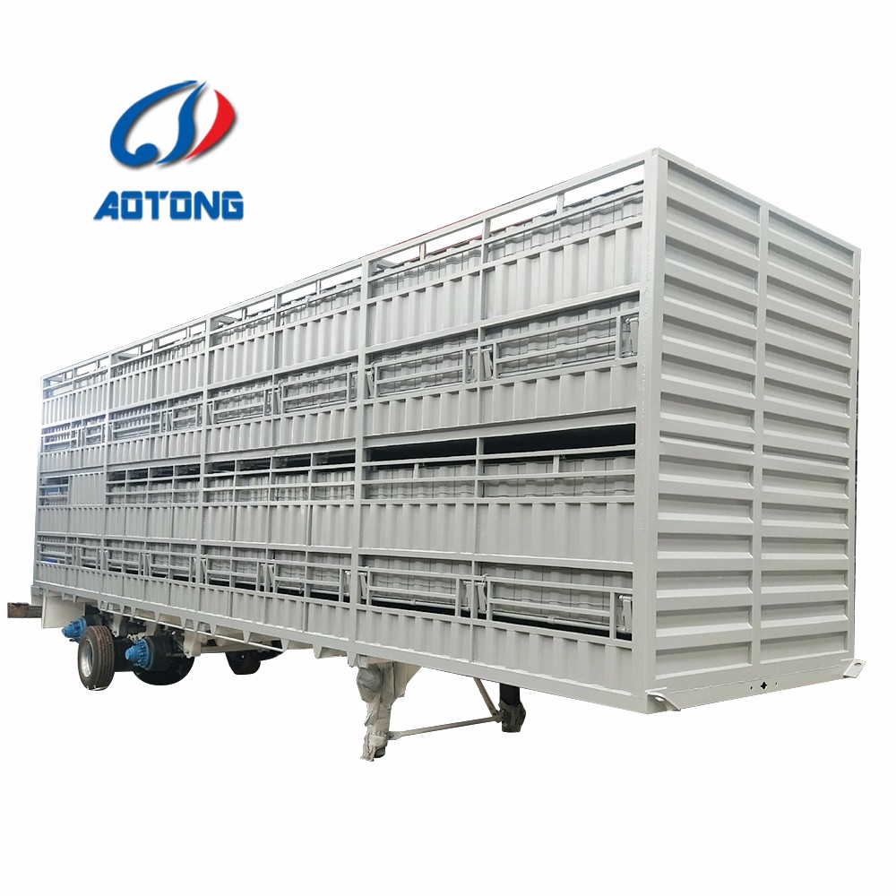 Double Deck 3-axle Steel Animal Transport Storehouse Bars Semi Trailer Superior Design