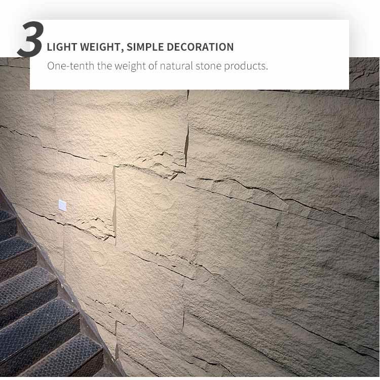 Lightweight PU Polyurethane Stone Panel Wall Artificial Faux 1200 * 600mm