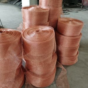 Pure Copper Knitted Mesh Fabric 4mmx5mm Woven Style Rust Resistant