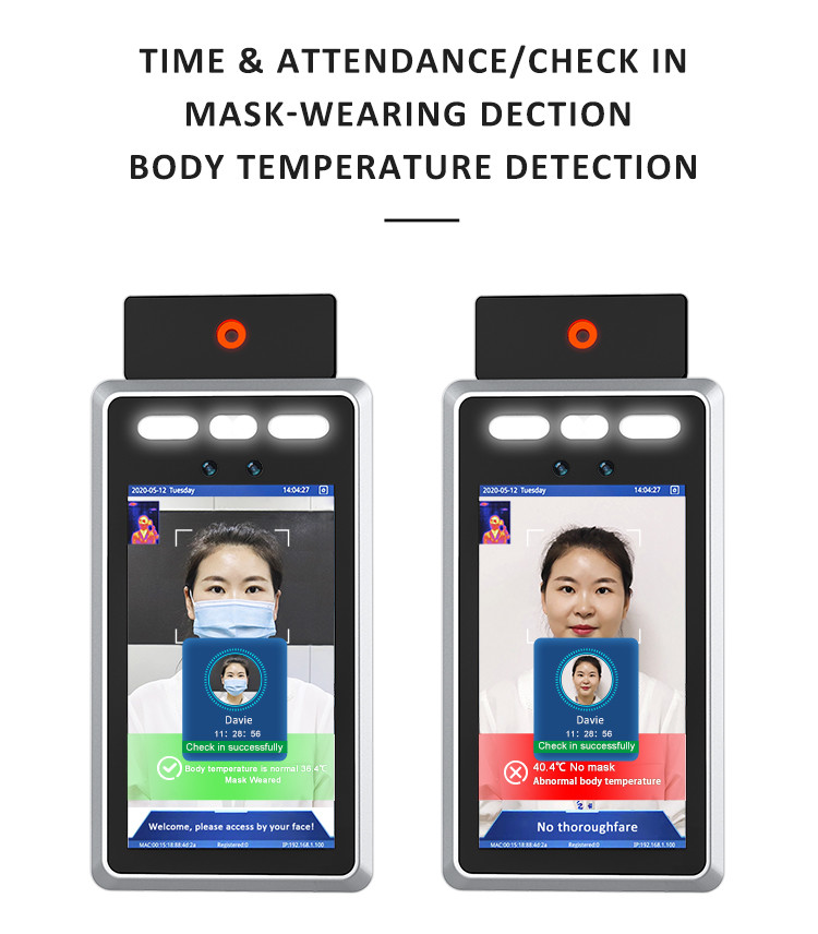 Contactless Fever Infrared Thermometer Gate Camera 2.0MP FHD1080P Access Control System