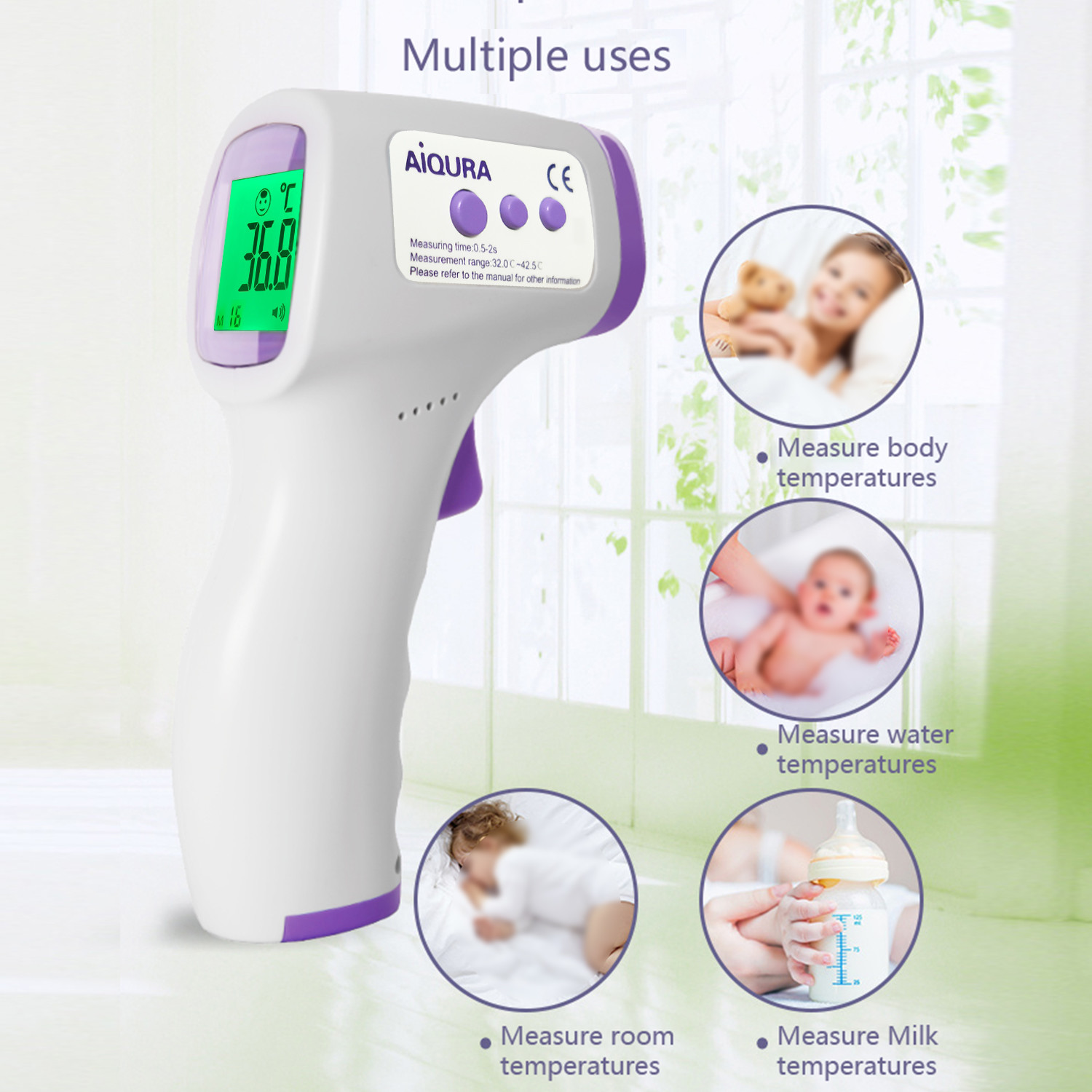 100% PP Portable Infrared Thermometer , Non Contact Temperature Gun For Adults / Children