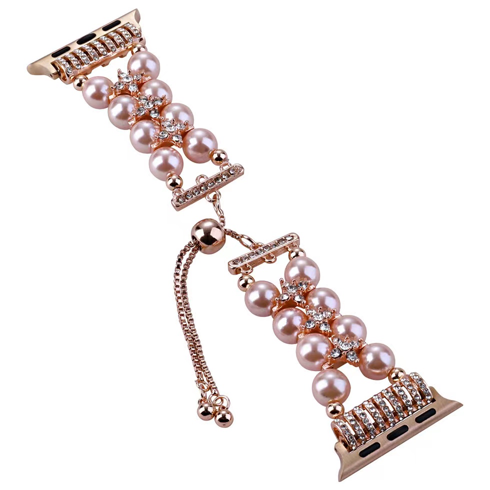 OEM ODM Women Metal Diamonds Jewelry Bracelet Wrist Band Fashion Handmade Watch Straps For iWatch Series 8 7 6 5 4 3 2 1