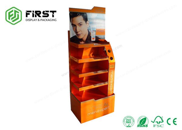 Customized CMYK Offset Printing Corrugated POP Floor Cardboard Display Stands