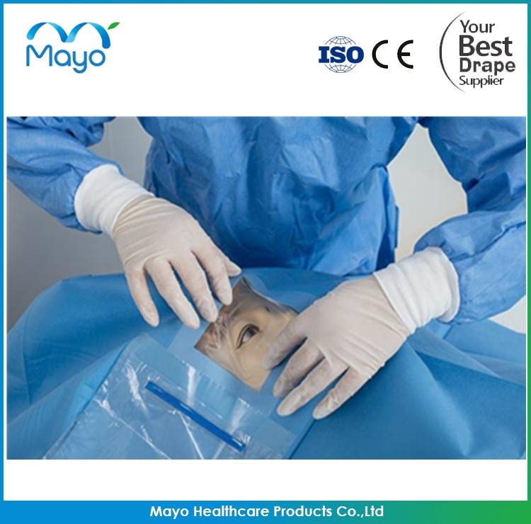 Blue SMS PP Ophthalmic Drape With Pouch Fluid Collection