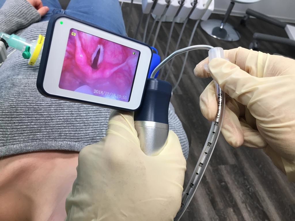 Veterinary use flexible endoscope Fiber Optic Anesthesia video laryngoscopy difficult airway pediatric neonate
