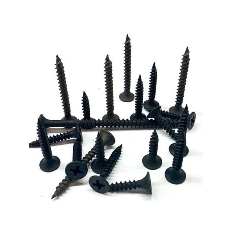 25mm Black Phosphated Self Tapping Drywall Screws Fine Thread With Bugle Head #2 Phillips Drive