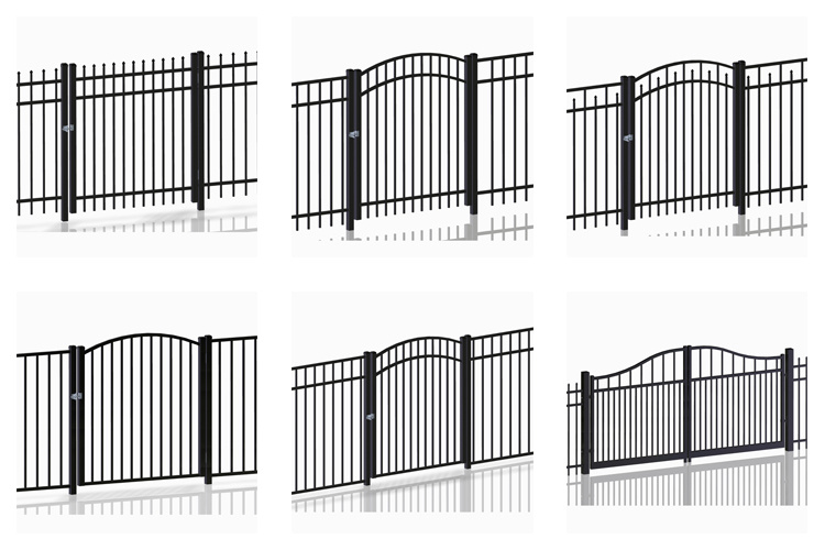 1.8*2.4m Steel Galvanized Aluminum Satin Black Picket Garden Fence Panel