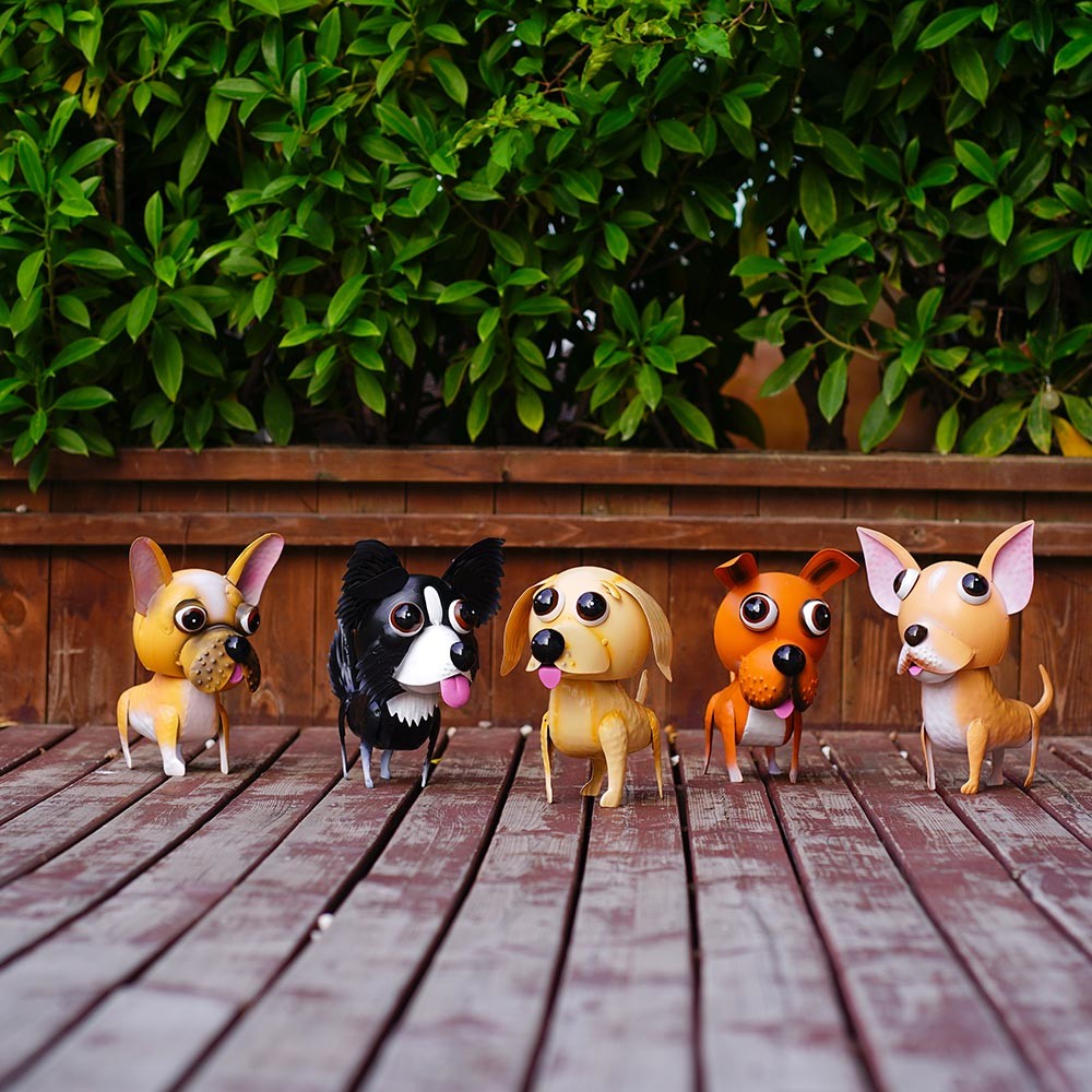 Puppy Metal Garden Ornaments Lifelike Sturdy Metal Dog Yard Art