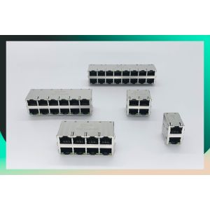 Modular Shielded RJ45 Jack , PCB Mount RJ45 Connector 8P8C Single Port With LED