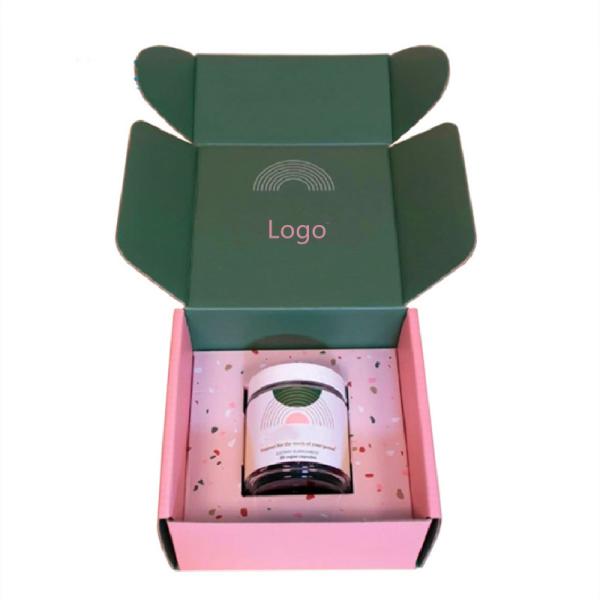 Custom Folding Corrugated Box With Gold Foil Printing For Candle Jar Holder
