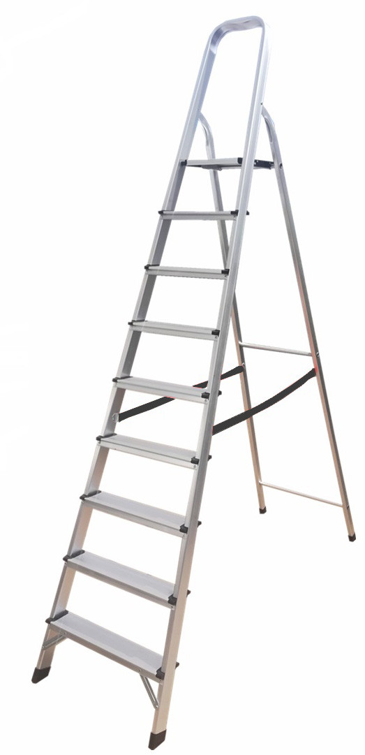 Compact Design Aluminum Platform Step Ladder 9 Step Stable Performance