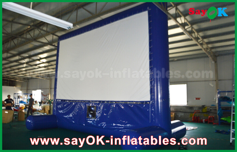 Large Inflatable Movie Screen Blue Inflatable Outdoor Movie Screen Customized For Advertising / Party / Event
