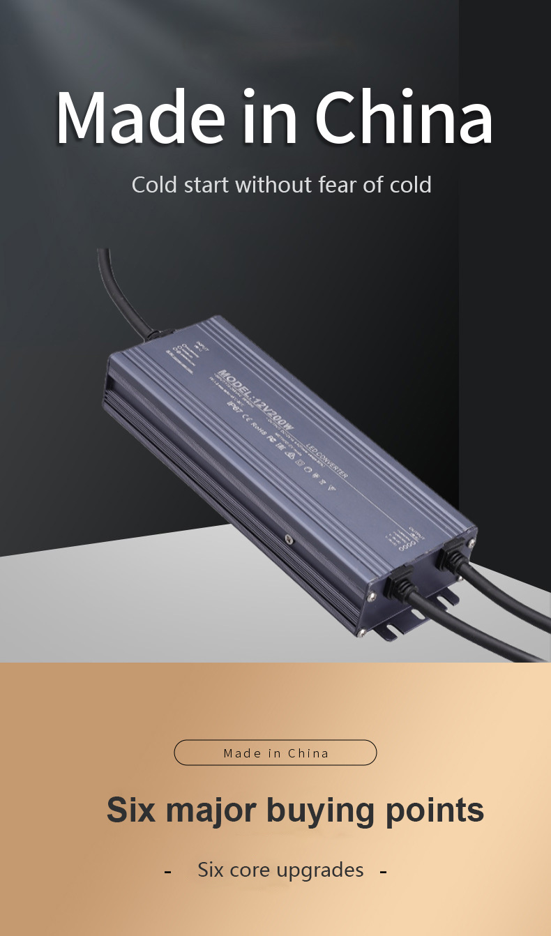 Ultra Thin 12V/24V 2.5A -25A 60w 100w 200w 300w 400w IP68 Waterproof Power Transformer