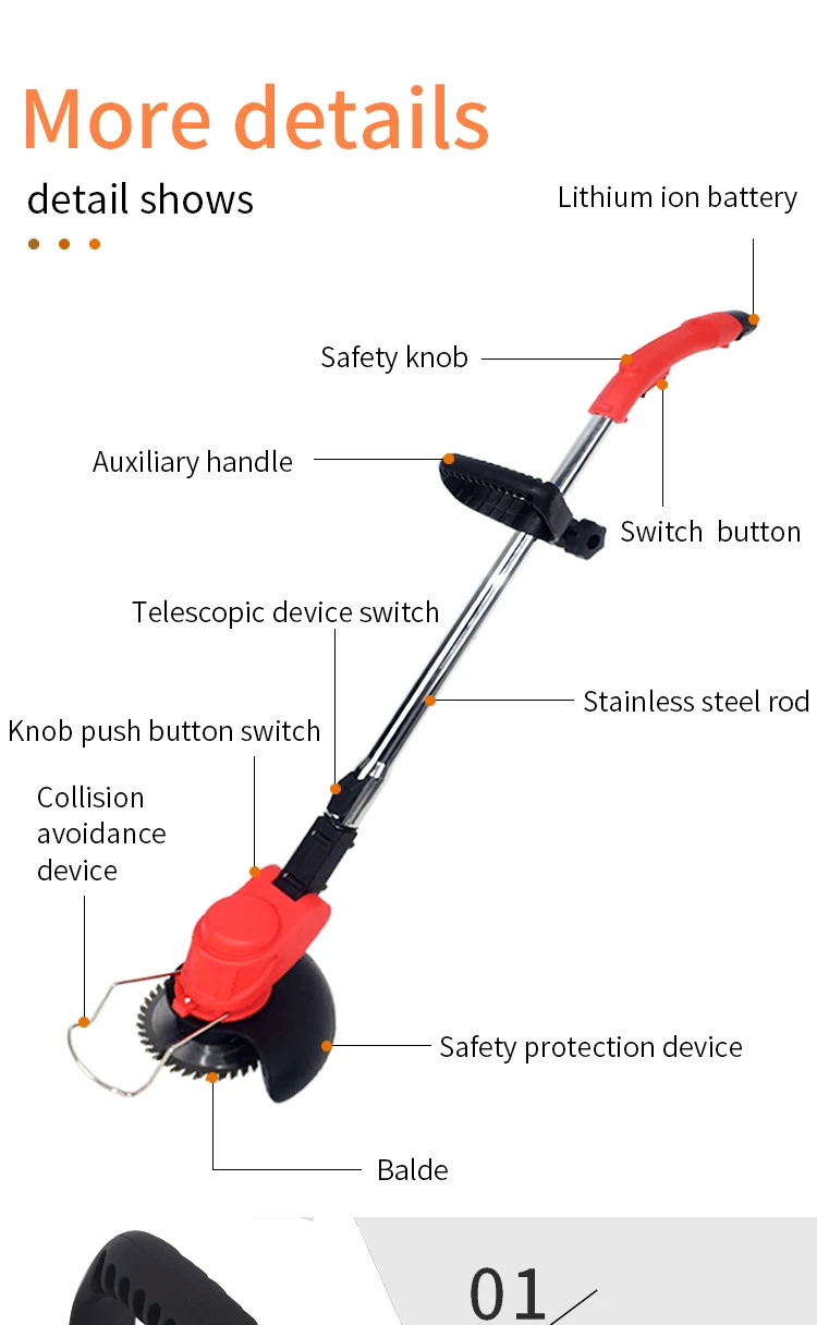 9000rpm/min Crop Collection Lithium Battery Electric Lawn Mower Nose Can Be Adjusted To Efficiently Clean Up Corner Weed