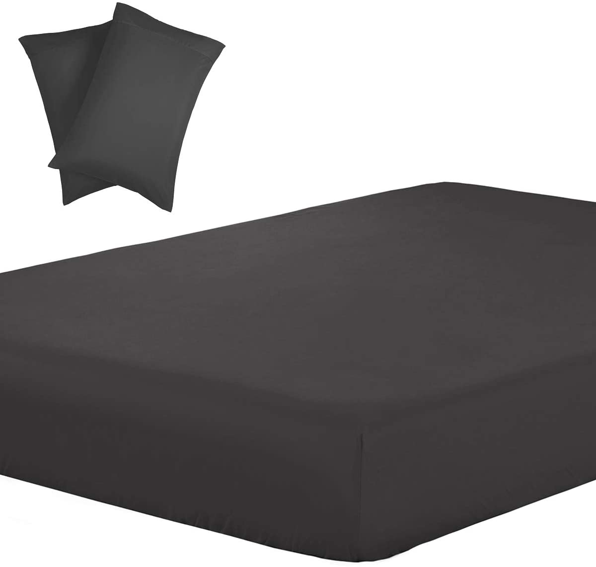 133 * 60 Fabric Density 3 Piece Fitted Sheet Set for 20" Deep Mattresses 2 Pillowcases