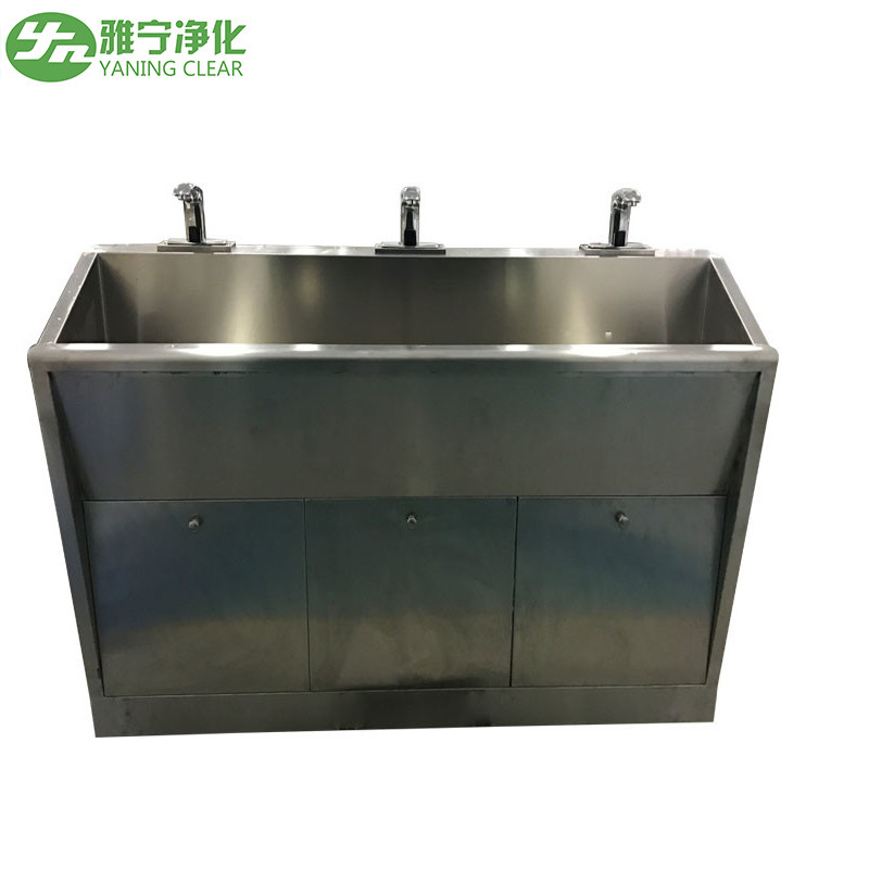 GMP Standard Hosiptal Stainless Steel Scrub Sink Fully Automatic Hand Washing Sink