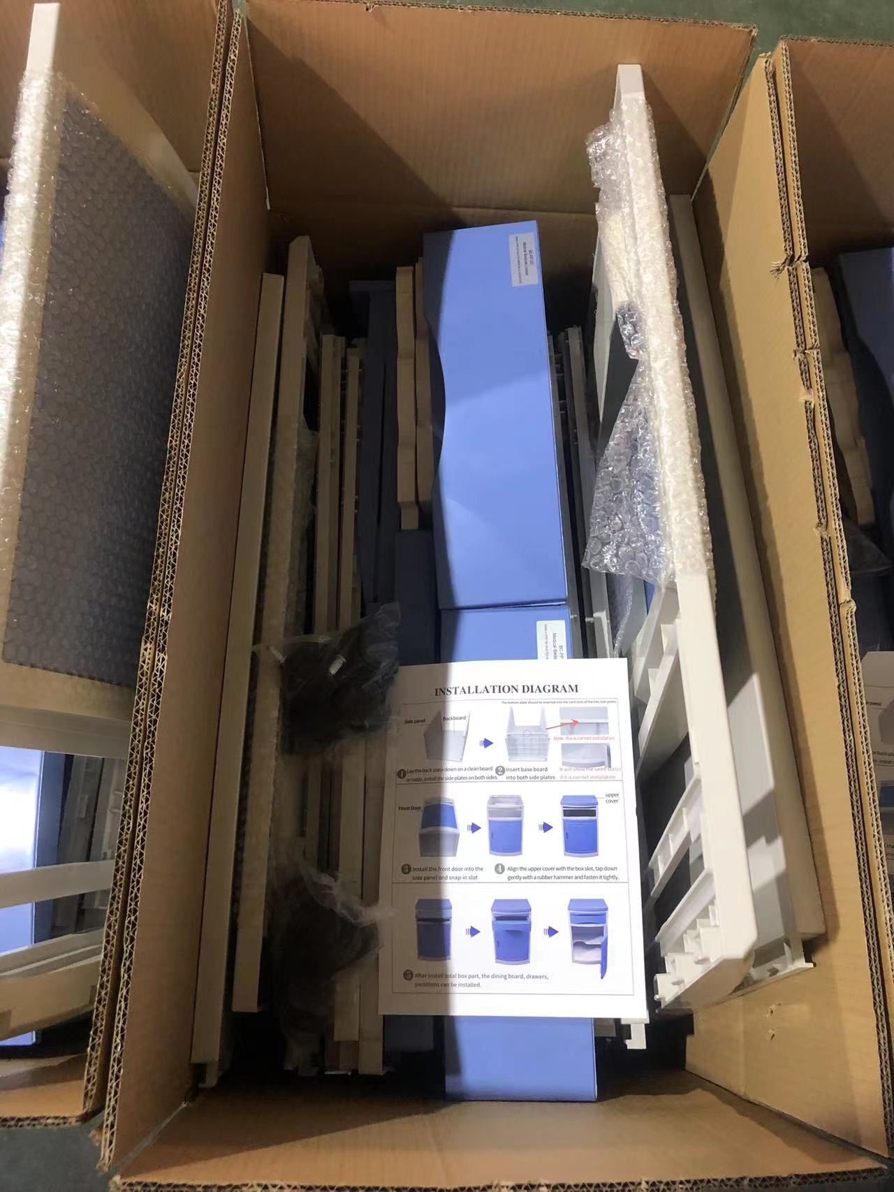 Hospital Medical Bed Side Cabinet Locker ABS Plastic Material