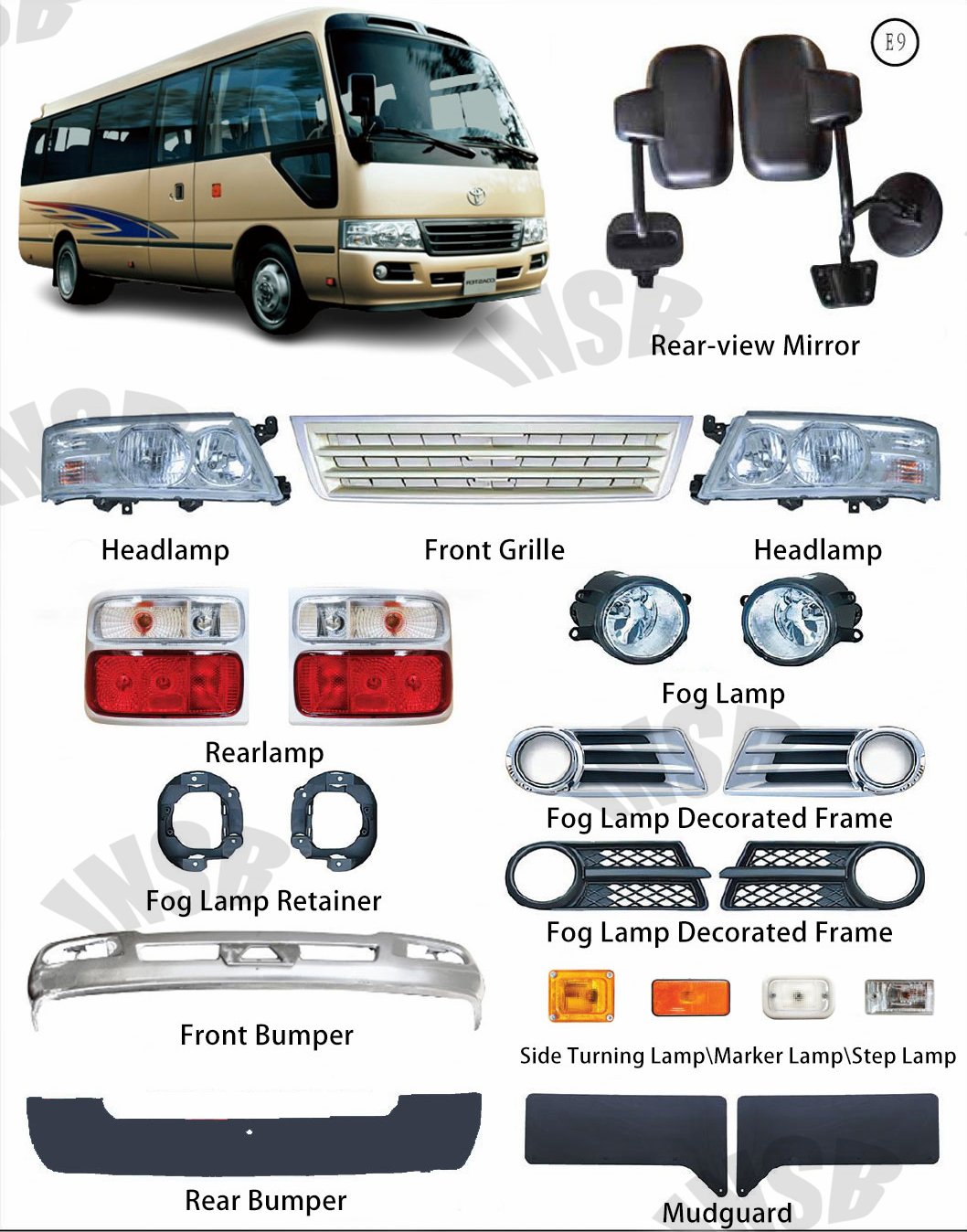 Coaster Bus Spare Parts Front Fog Lamp Retainer for Coaster Bus Minibus parts