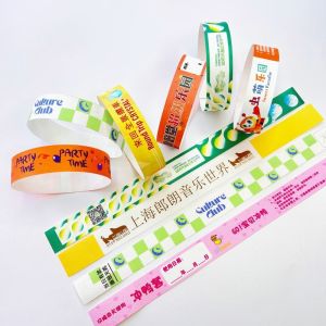 Custom Printed Tyvek Paper Wristbands with Snap Closure Waterproof Sequential