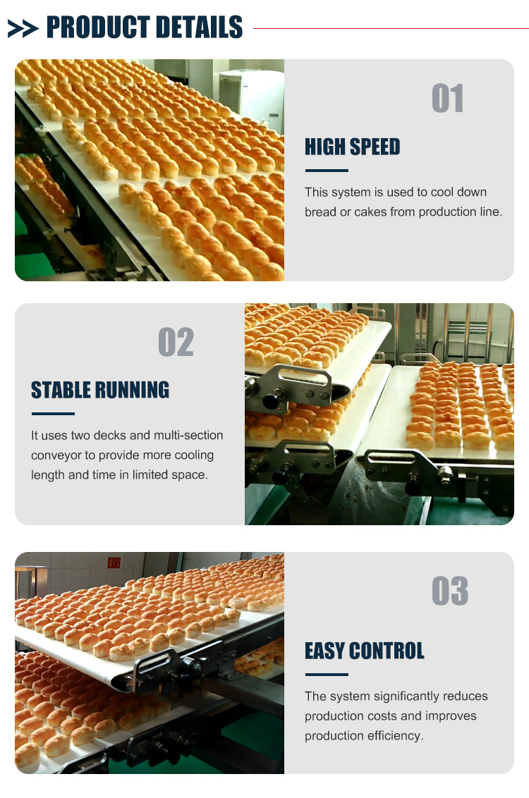 Bread Cake Double Deck Switchingover Food Grade Electric Tortillas Belt Cooling Conveyor