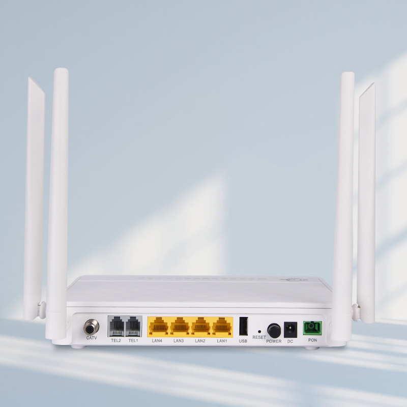 4 Antennas Dual Band ONU 4GE 2VOIP 2.4G 5.8G WLAN 1USB CATV Ports