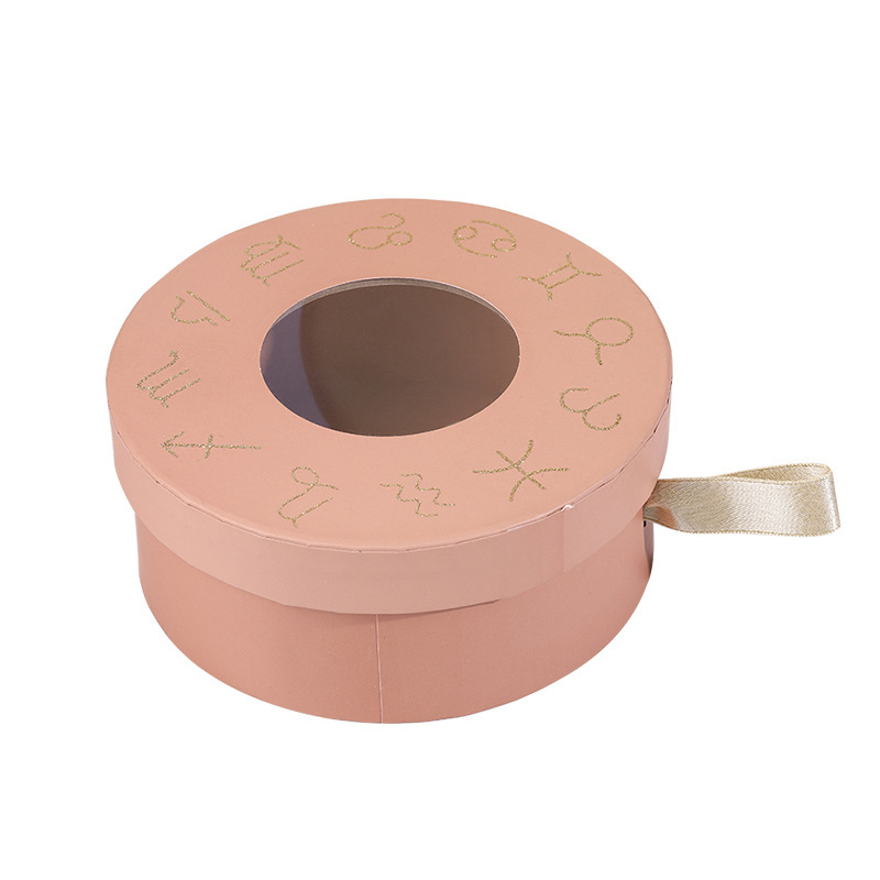 Recyclable Creative Colorful Rigiding Paper Round Box Packaging With Transparent Window