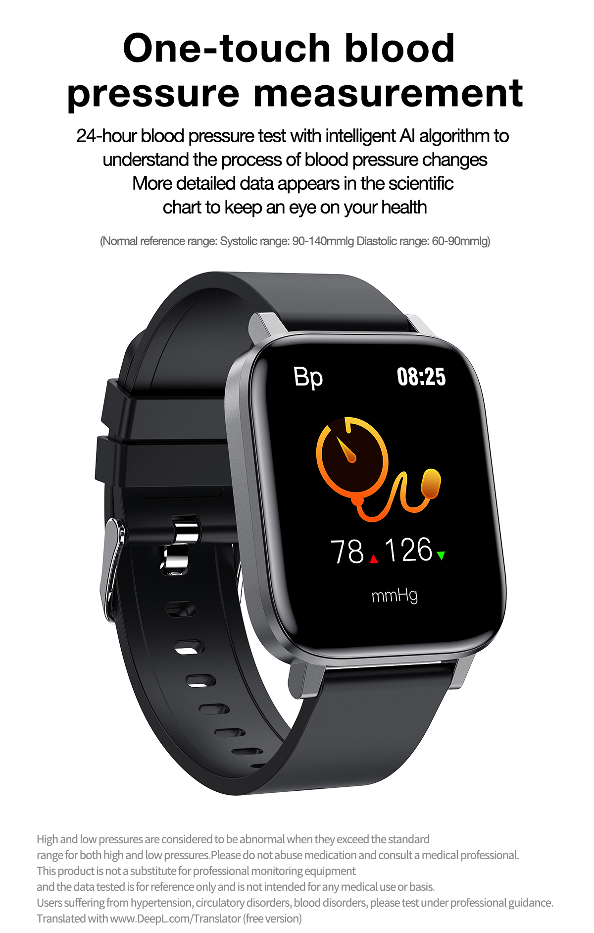 HL60 Smart Watch IPS Large Screen IP68 1.7Inch HD Accurate Blood Oxygen