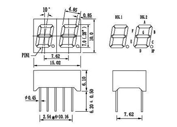 0.28 Inch 2 Digit 7 Segment LED Display Red Common Anode And Cathode