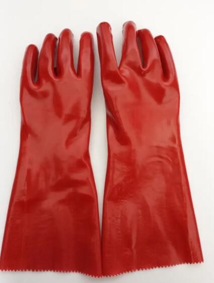 Waterproof PVC Coated Chemical Resistant Gloves PVC Dipped Gloves With Terry Lining