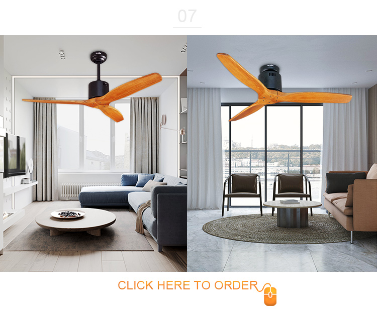 Wood 3 Blade Ceiling Fan without Light for 52 inch Size in English Operating Language