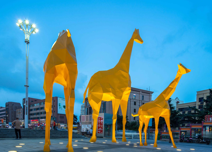 Public City Giant Stainless Steel Outdoor Giraffe Sculpture for Urban Landscape