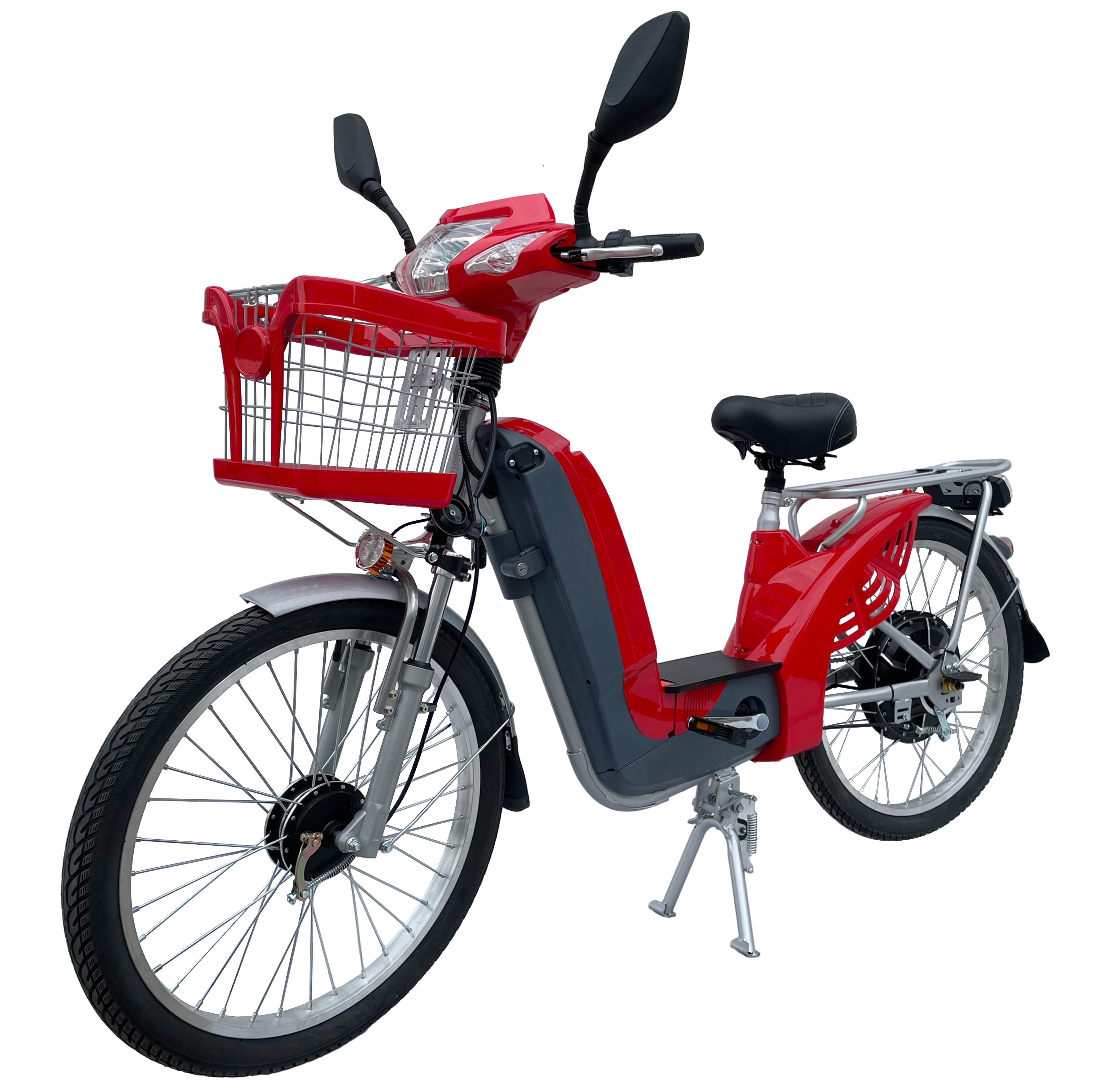 48V 350W Rear Hub Electric Bicycle 24 Inch Single Speed E Bike With LCD Display