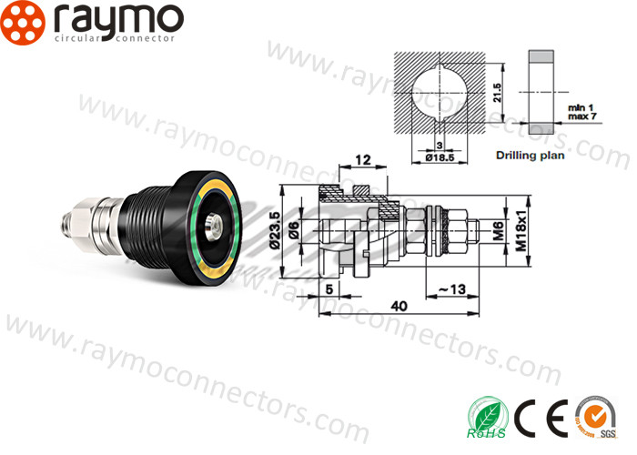 Nickel Plated Waterproof Power Connector , Medical Grade Connectors POM Insulator