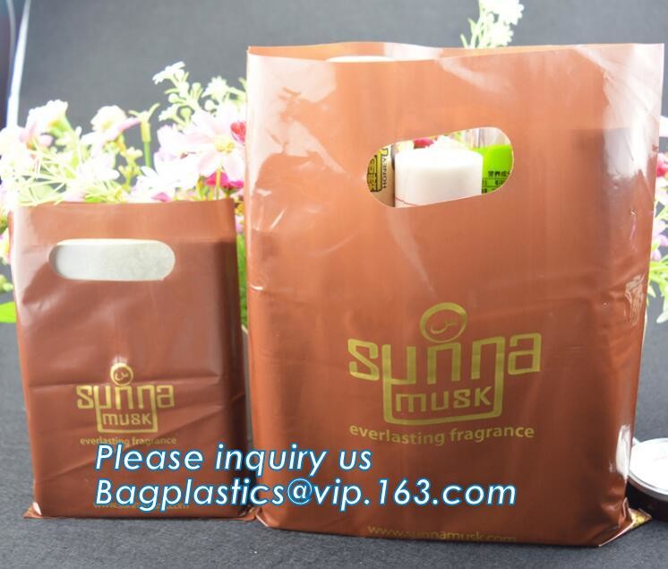Custom logo HDPE / LDPE patch handle die cut plastic shopping bag for carrying bread,Die Cut Handle Shopping Bag bagease