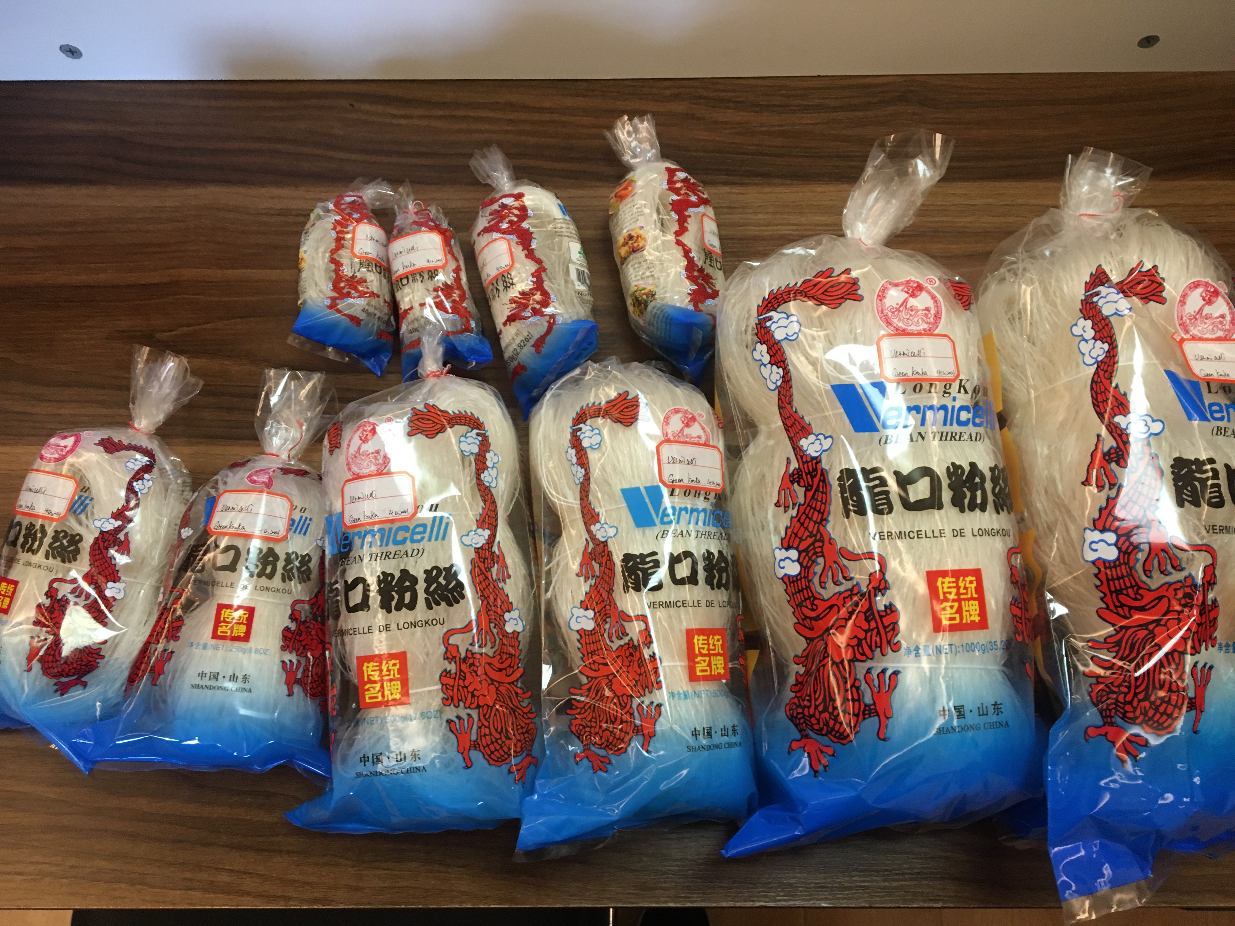 Vermicelli Coarse Cereal Type Bean Thread Rice Sweet Oriental Style Low-fat Noodle Green Bag Packing SHANDONG Mung Bean