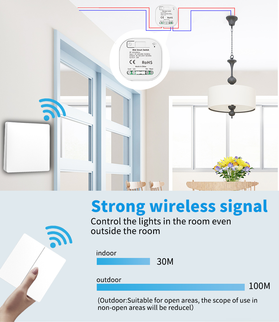 16A Wireless Wall Switch 86 Type Waterproof Self Powered Remote Light Switch